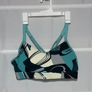 Reebok Teal and Black Patterned Sports Bra